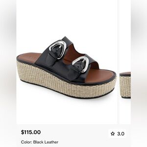 AEROSOLES Black Wedge Sandals with Buckle Detail